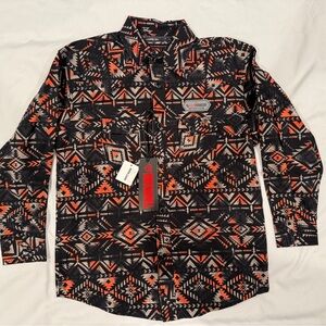 Boys western Pattern Shirt - Black and Orange